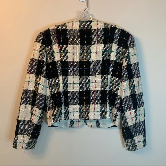 Vintage Linea Tweed Cropped Blazer Black Pink 10 - Picture 2 of 13